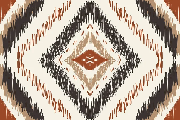 Beautiful African Ikat Paisley Seamless Pattern Cream Background Geometric Ethnic — Archivo Imágenes Vectoriales