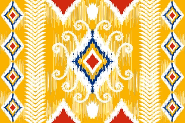 African Ikat Paisley Embroidery Geometric Ethnic Oriental Seamless Pattern Traditional — Vettoriale Stock