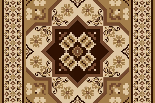 Floral Cross Stitch Embroidery Geometric Ethnic Oriental Seamless Pattern Traditional — Stok Vektör