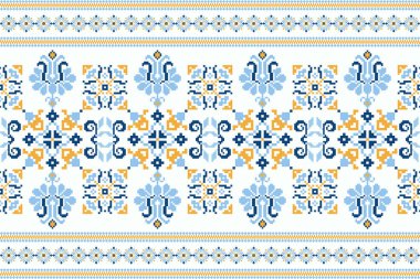Geometric ethnic textile seamless pattern traditional.geometric ethnic oriental on white background.cross stitch template,Aztec style abstract vector illustration.design for texture,fabric,clothing.