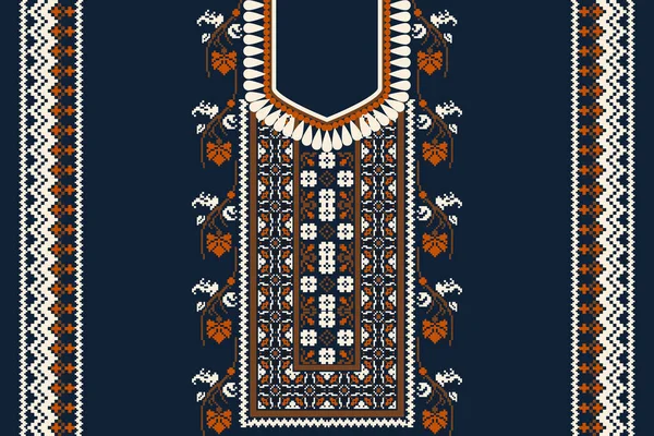 아름다운 목걸이의 수놓기 Geometry Oriental Patterental Traditional Aztec Style Abstract — 스톡 벡터