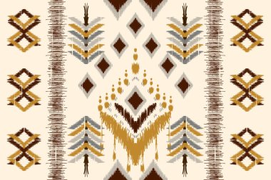 Afrika Ikat desensiz desen. Geometrik dikişsiz etnik desen geleneksel. Doku, kumaş, giysi, ambalaj, dekorasyon, halı stili, soyut vektör çizimi..