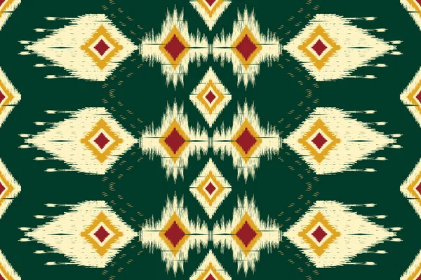 Ricamo Africano Ikat Paisley Sfondo Verde Geometrico Etnico Orientale Senza — Vettoriale Stock