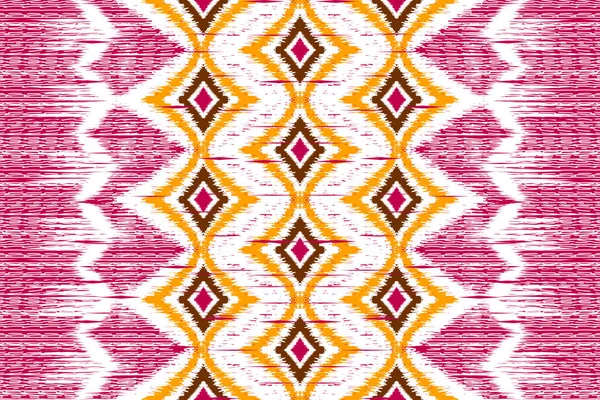 African Ikat Haft Paisley Różowym Tle Geometryczne Etniczne Orientalne Bezszwowe — Wektor stockowy