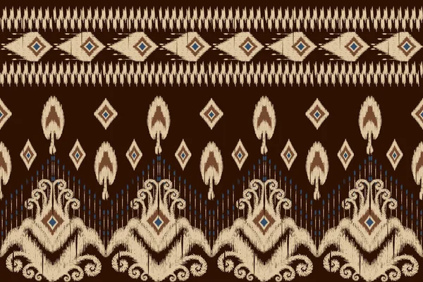 Africano Ikat Paisley Bordado Fundo Marrom Geometric Étnico Oriental Sem — Vetor de Stock