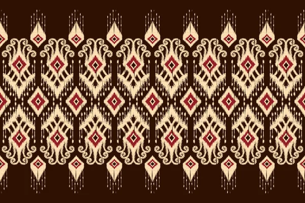 Broderie Africaine Ikat Paisley Sur Fond Marron Motif Sans Couture — Image vectorielle