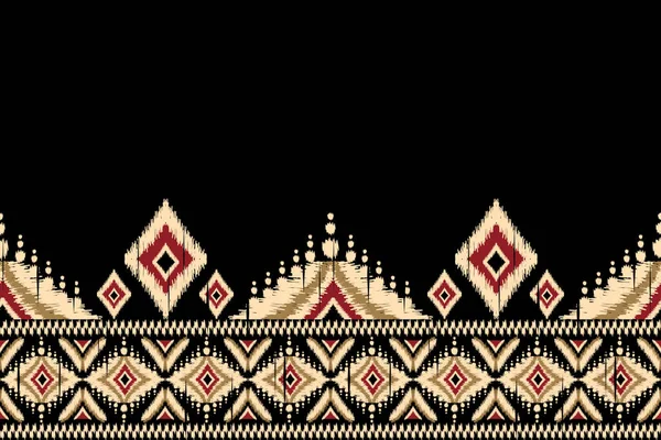 Ikat Paisley Bordado Negro Background Geometric Étnico Oriental Patrón Sin — Archivo Imágenes Vectoriales