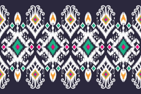 Ikat Paisley Background Geometric Ethnic Oriental Seamless Pattern Aztec Style — стоковый вектор