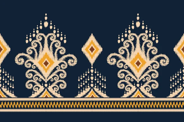 Ikat Paisley Hímzés Haditengerészeti Kék Hátter Geometriai Etnikai Zökkenőmentes Minta — Stock Vector