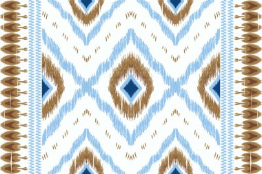 Beyaz arka plan üzerine Afrika Ikat desenli işleme.Geometrik etnik doğuya özgü desensiz desen geleneksel. Doku, kumaş, giysi, ambalaj, dekorasyon, halı için tasarım.