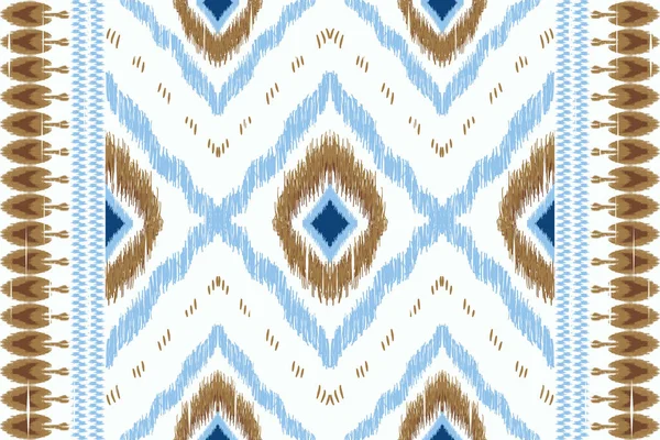白い背景にアフリカのイカットペイズリー刺繍 幾何学的な東洋のシームレスなパターンの伝統 テクスチャ ファブリック ラッピング カーペットのためのアステカスタイル抽象ベクトルのデザイン — ストックベクタ