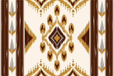 Beyaz arka plan üzerinde Ikat paisley nakışı. Geometrik etnik doğuya özgü desensiz desen geleneği. Doku, kumaş, giysi, dekorasyon, baskı için tasarım.