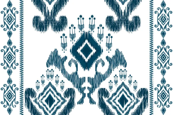 美しい図部族アフリカのイカットシームレスなパターン伝統的な白の背景に Aztecスタイルの刺繍 抽象的な ベクトルのイラスト — ストックベクタ