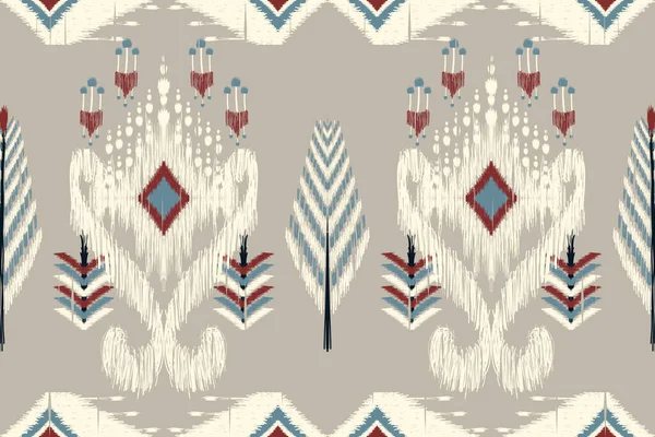 Ikat Paisley Bordado Gris Background Geometric Étnico Oriental Patrón Sin — Vector de stock