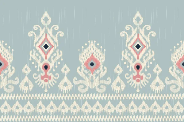 Hermoso Ikat Paisley Bordado Azul Background Geometric Étnico Oriental Patrón — Vector de stock