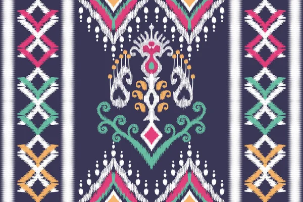 Belle Broderie Ikat Paisley Sur Fond Violet Motif Sans Couture — Image vectorielle