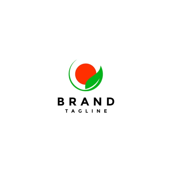 Leaf Sun Icon Minimalistic Logo Design Represents Beauty Balance Nature — Vettoriale Stock