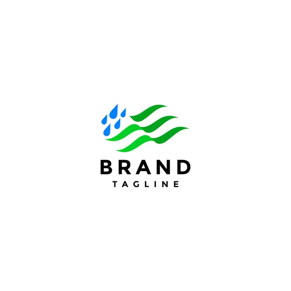 Projeto Logotipo Verde Exuberante Fazenda Gotas Água Terras Verdes Representando —  Vetores de Stock