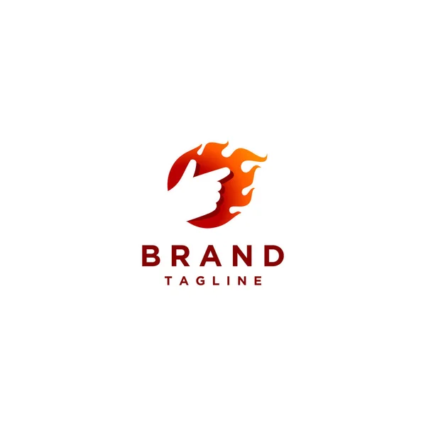 Fun Fire Hand Pointing Logo Design Leidenschaft Und Konzentration Auf — Stockvektor
