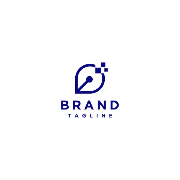 Penna Tip Logo Design Con Accento Pixel Tecnologia Digitale Basata — Vettoriale Stock