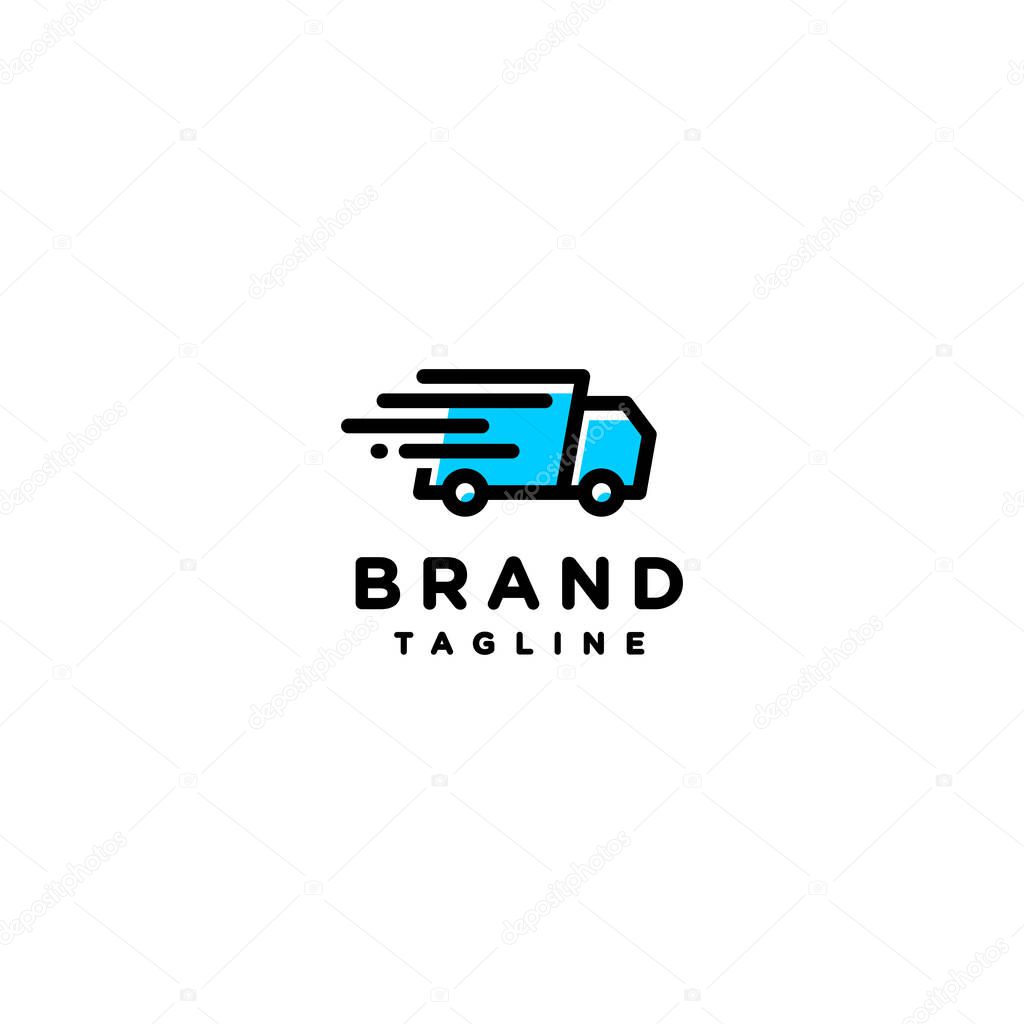 Delivery Truck Icons With Speed Effect Lines. Blue fast truck icons with speed effect lines.