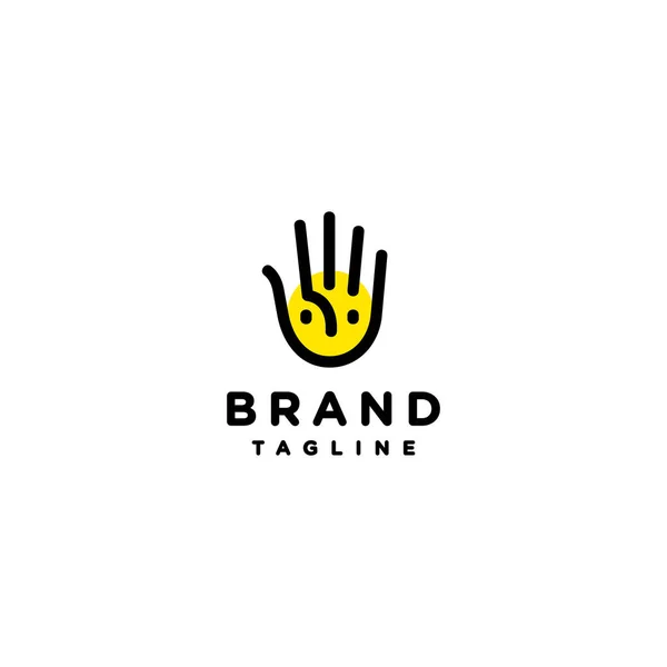 Face Hand Icon Design One Creative Logomark Cute Facial Expression — Stock Vector