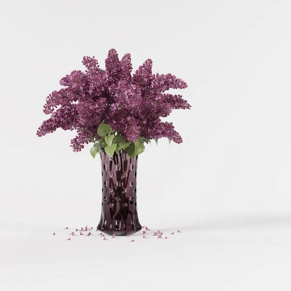 Decorative Lilac Violet Glass Pink Vase Isolated White Background — стоковое фото