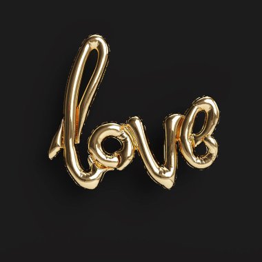 Happy valentine's day with luxury golden balloon isolate in black background premium photo