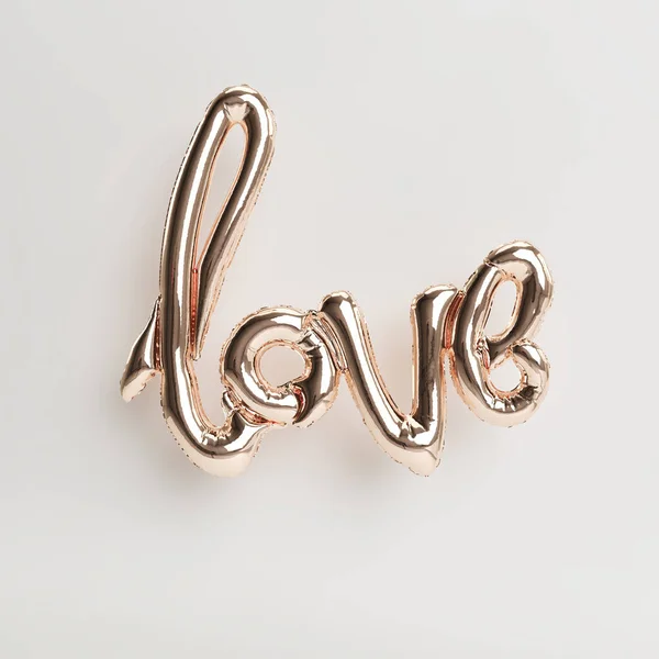 Happy Valentine Day Copper Gold Balloon Isolated White Background Premium — 스톡 사진