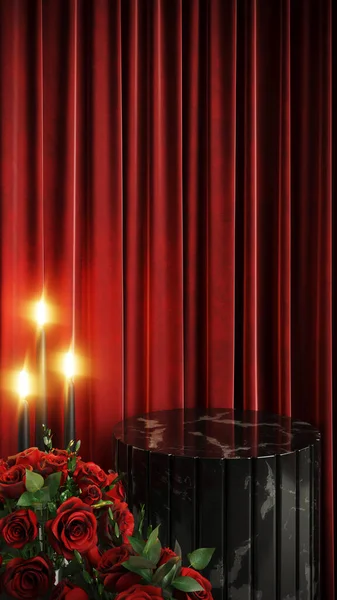 Happy Valentine Day Pedestal Mockup Space Premium Photo — Fotografia de Stock