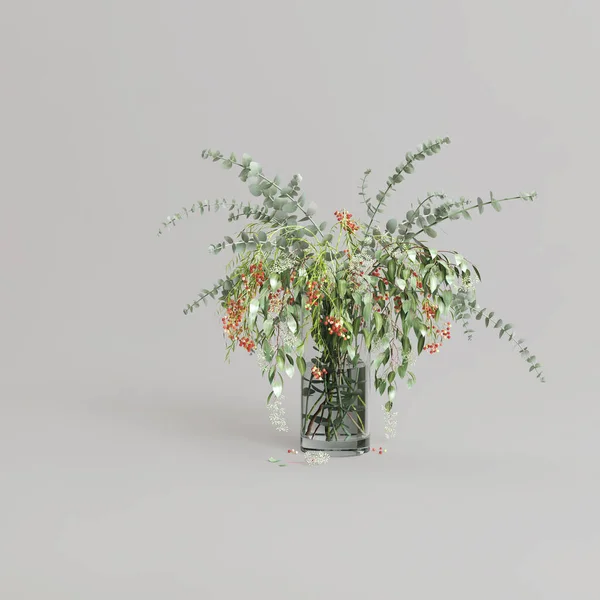 Moderní Styl Skleněná Váza Izolované Světlém Pozadí — Stock fotografie