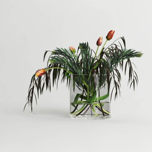 Tropical Style Glass Vase Isolated Light Background — Stock Photo, Image