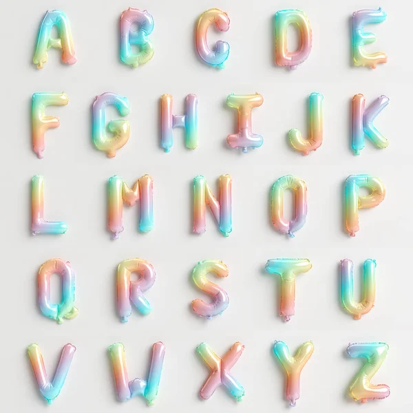 Letters Illustration Type Rainbow Balloons Isolated White Background — Stock Photo, Image