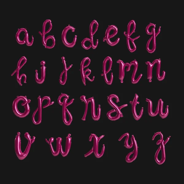 Alfabet Ręcznie Pisany Ilustracja Typu Różowe Balony Izolowane Czarnym Tle — Zdjęcie stockowe