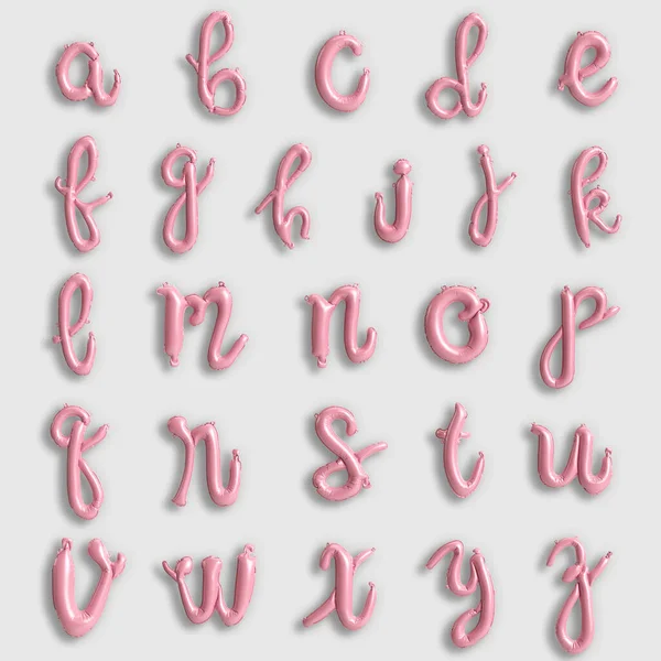 Alphabet Handwritten Balloons Illustration Type Pink Balloons Isolated White Background — Stock Photo, Image