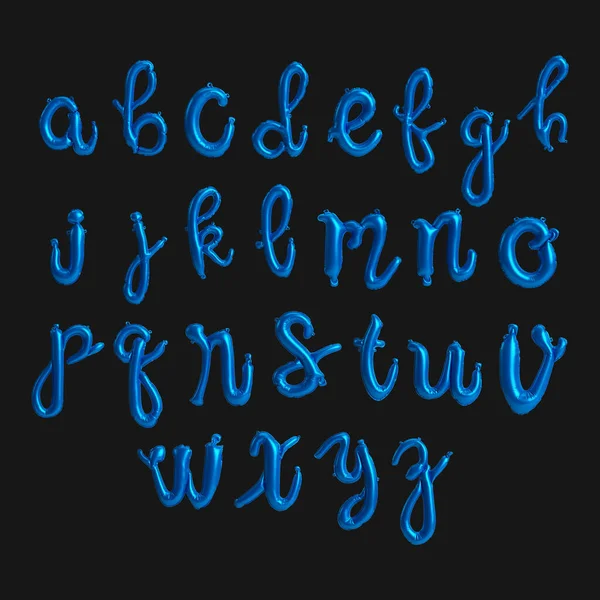 Alfabeto Balones Manuscritos Ilustración Globos Azules Translúcidos Aislados Sobre Fondo —  Fotos de Stock