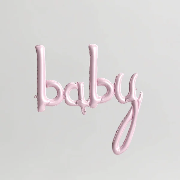 Bebê Forma Palavra Ilustração Tipo Pastel Subiu Balões Isolados Fundo — Fotografia de Stock
