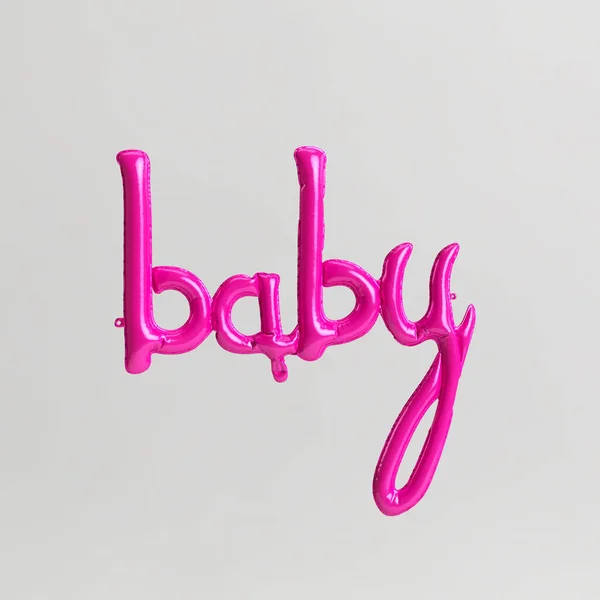 Baby Slovo Tvaru Ilustrace Typu Růžové Balónky Izolované Bílém Pozadí — Stock fotografie