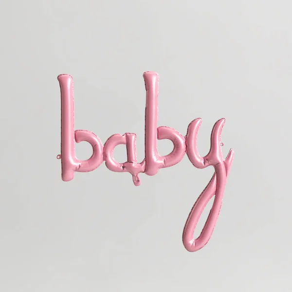 Bebé Forma Palabra Ilustración Tipo Globos Color Rosa Aislados Sobre — Foto de Stock