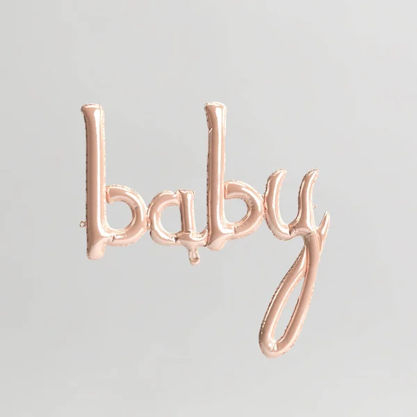Baby Wortförmige Illustration Von Typ Rosa Goldene Luftballons Isoliert Auf — Stockfoto
