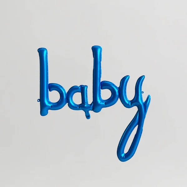 Baby Word Shaped Illustration Translucent Blue Balloons Isolated White Background — Stock Photo, Image