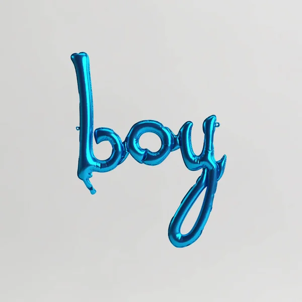 Chlapec Slovo Tvaru Ilustrace Modrého Stříbrného Balónu Izolované Bílém Pozadí — Stock fotografie