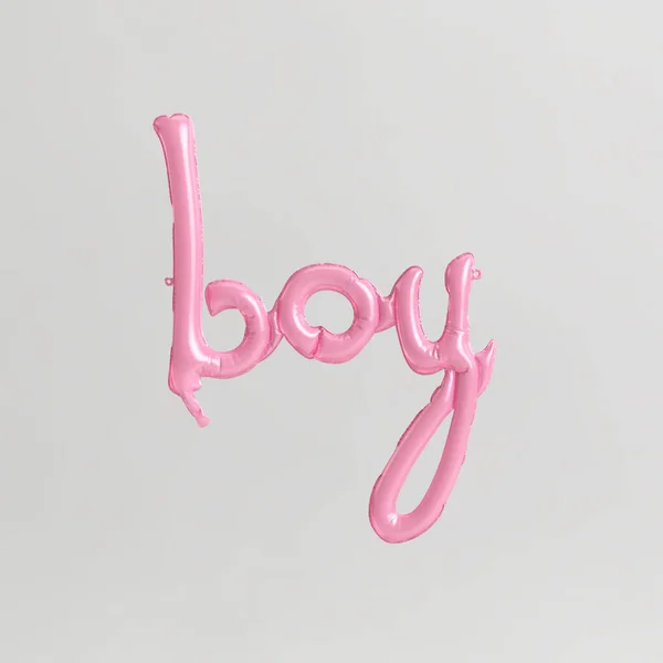 在白色背景上隔离的1型粉红气球的男孩字形3D插图 — 图库照片