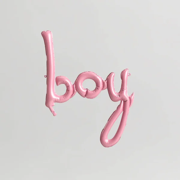 在白色背景上隔离的4型粉红气球的男孩字形3D插图 — 图库照片