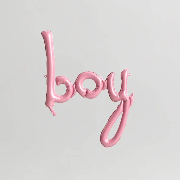 Boy Word Shaped Ilustração Tipo Balões Rosa Isolado Fundo Branco — Fotografia de Stock