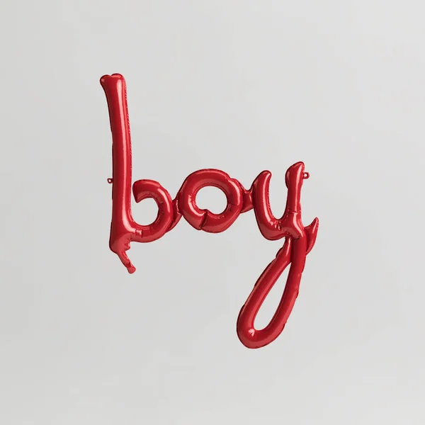 Chlapec Slovo Tvaru Ilustrace Červené Balónky Izolované Bílém Pozadí — Stock fotografie