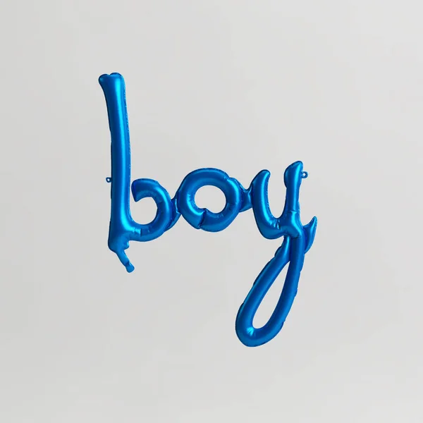 Boy Word Shaped Illustration Translucent Blue Balloons Isolated White Background — Stock Photo, Image