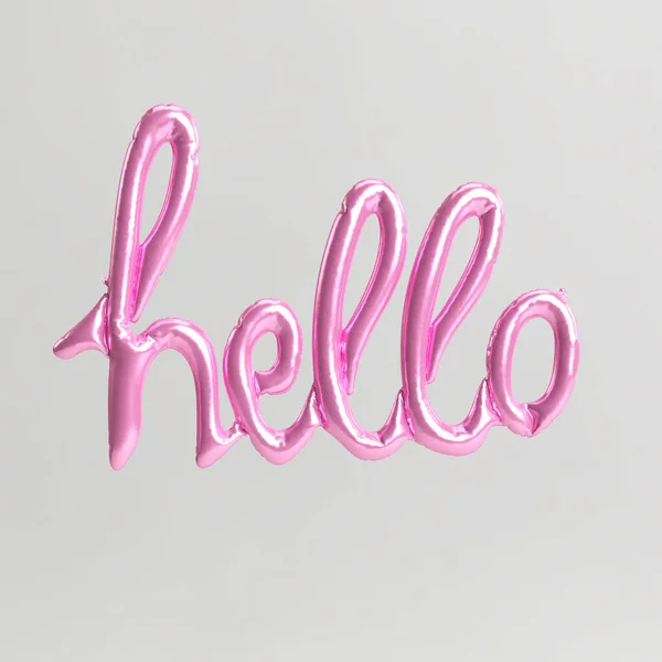 Olá Palavra Forma Ilustração Balões Rosa Isolado Fundo Branco — Fotografia de Stock