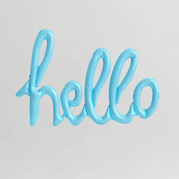 Hello Word Shaped Picture Skyblue Balloons Isolated White Background — 图库照片