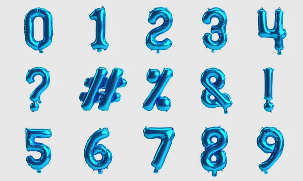 Πίνακας Αριθμού Και Σήμα Εικόνα Μπλε Μπαλόνι Ασημί Απομονωμένο Λευκό — Φωτογραφία Αρχείου